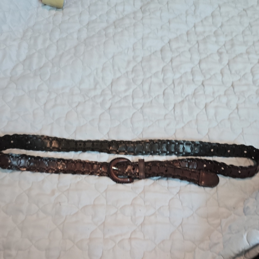 Brown Leather Belt with Buckle
